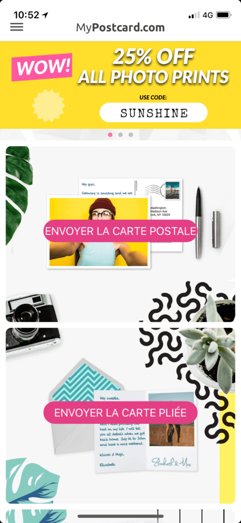 application mypostcard application mypostcard