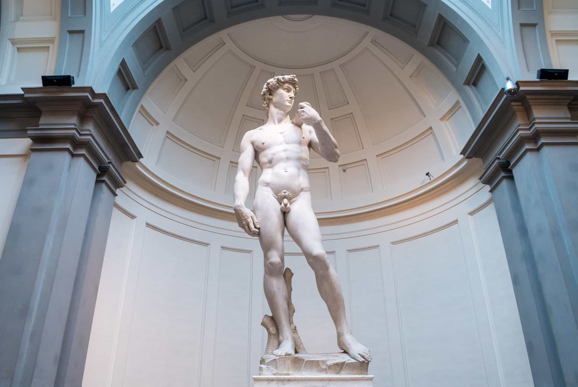 Statue du David de Michel-Ange sous sa coupole à la Galleria dell’Accademia Statue du David de Michel-Ange sous sa coupole à la Galleria dell’Accademia