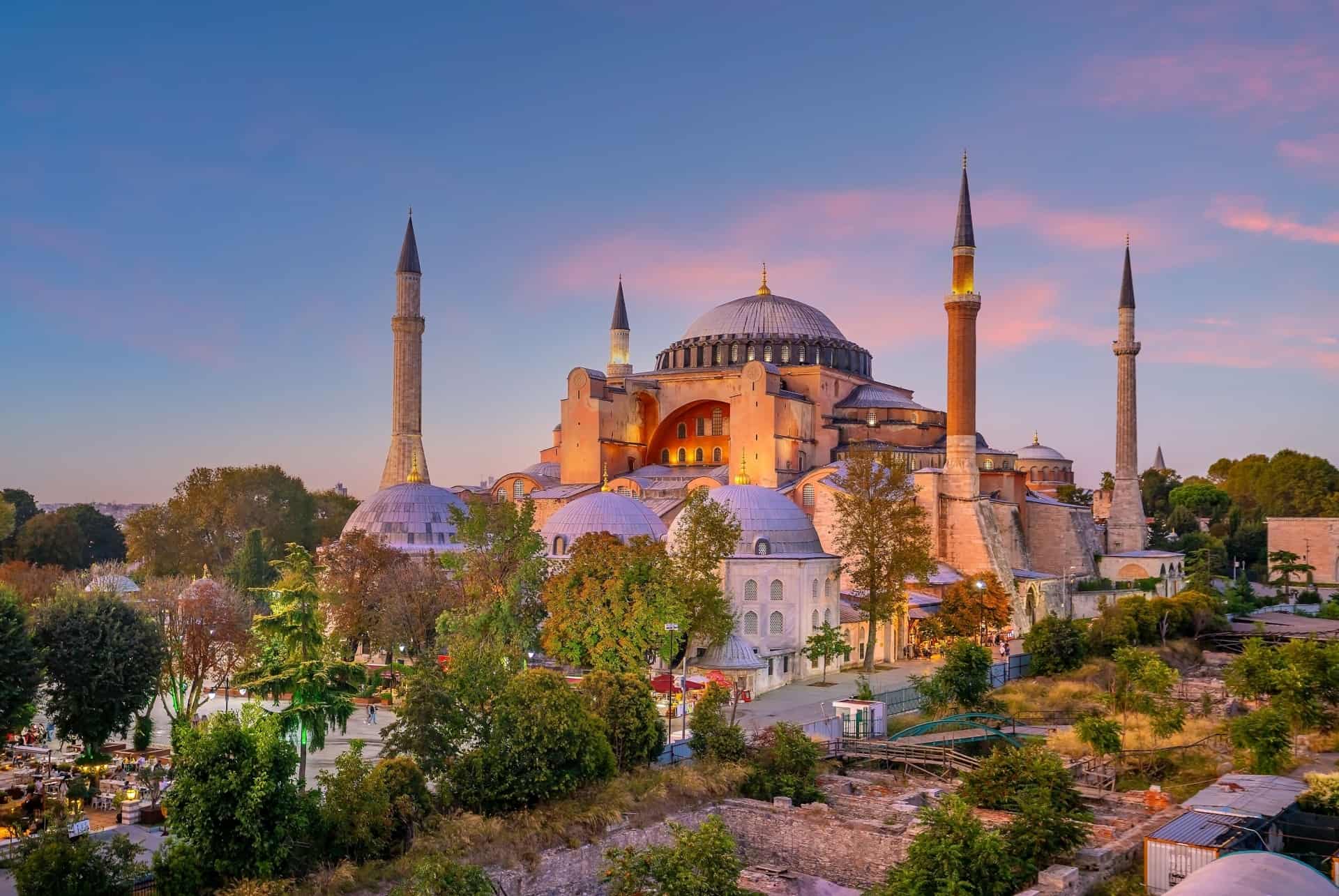 mosquee sainte sophie istanbul coucher de soleil