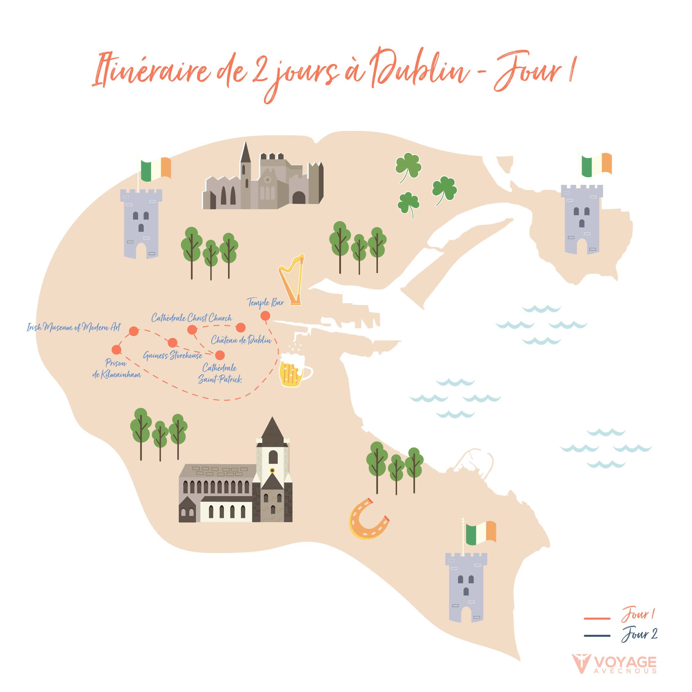 dublin en 2 jours carte jour 1 dublin en 2 jours carte jour 1