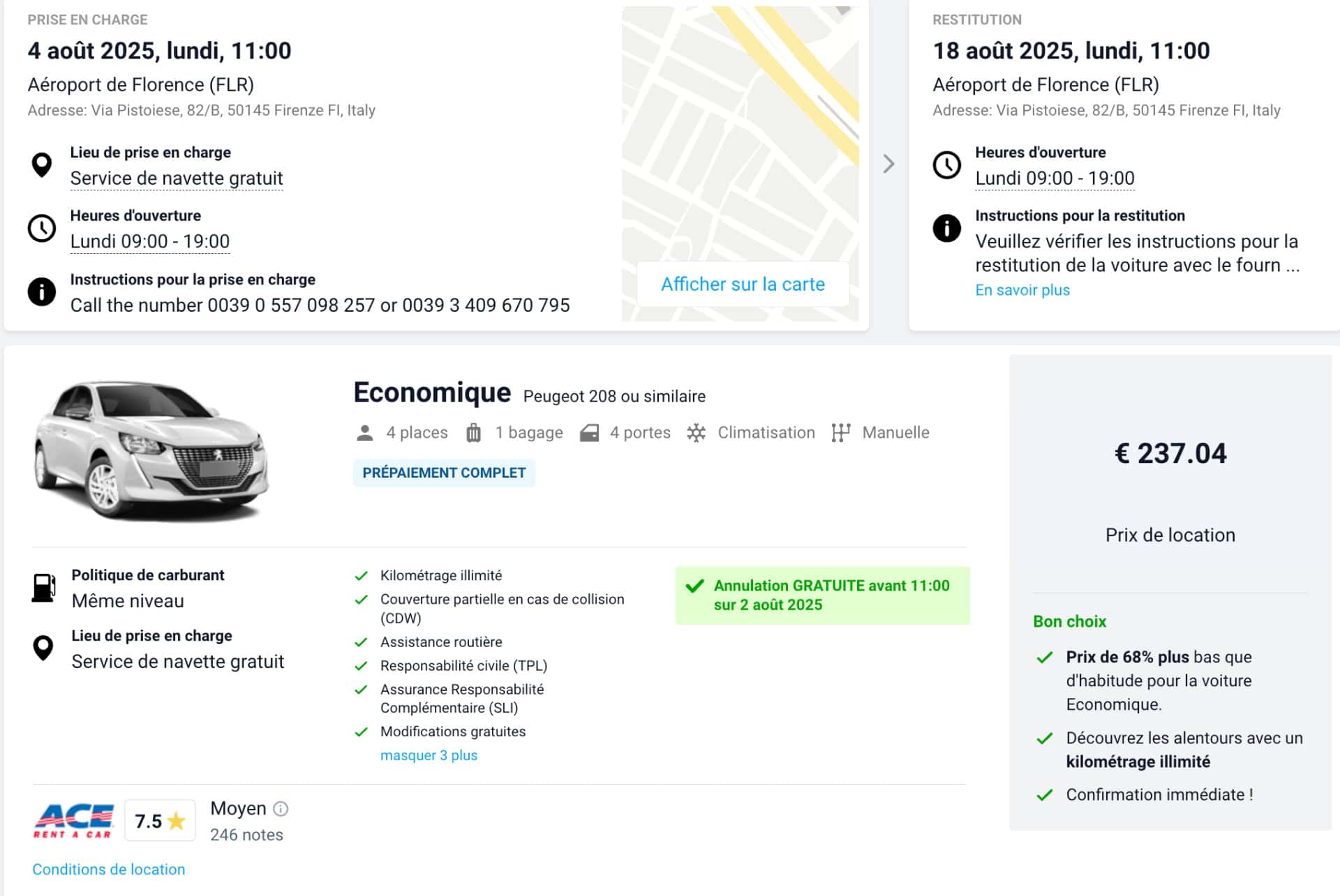 location peugeot 208 en toscane
