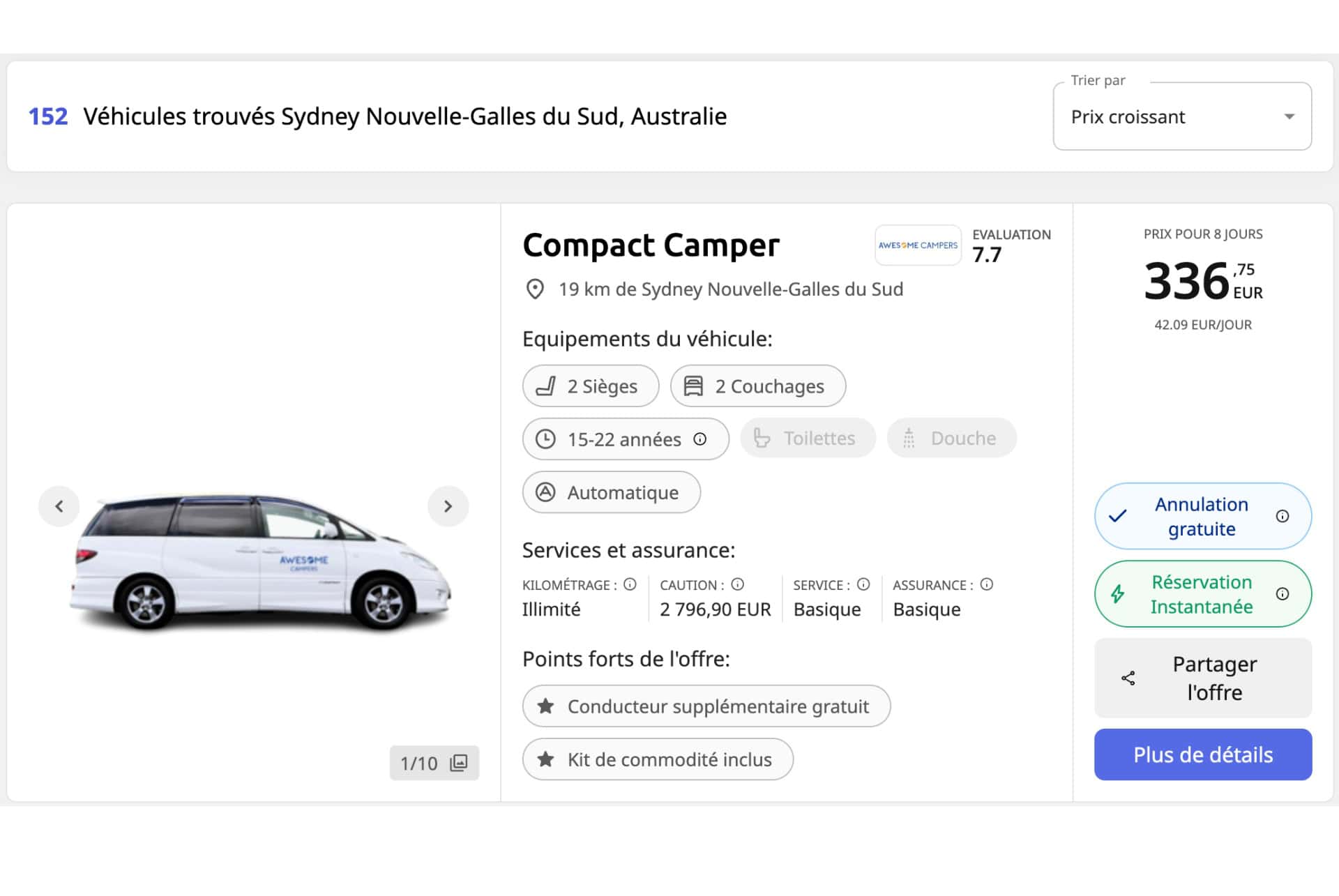 exemple campstar mars 2026 australie van