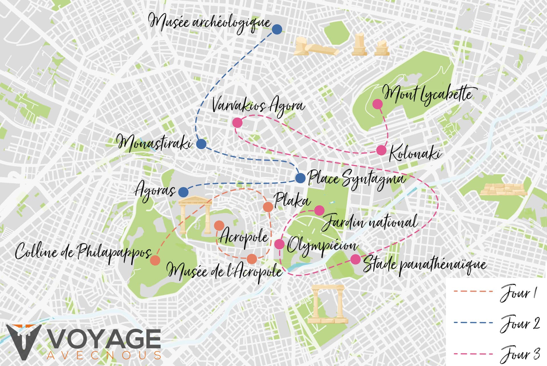 itineraire athenes 3 jours