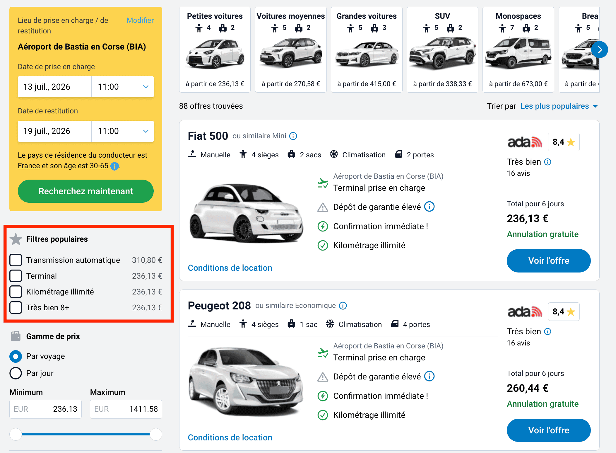 discover cars location voiture corse