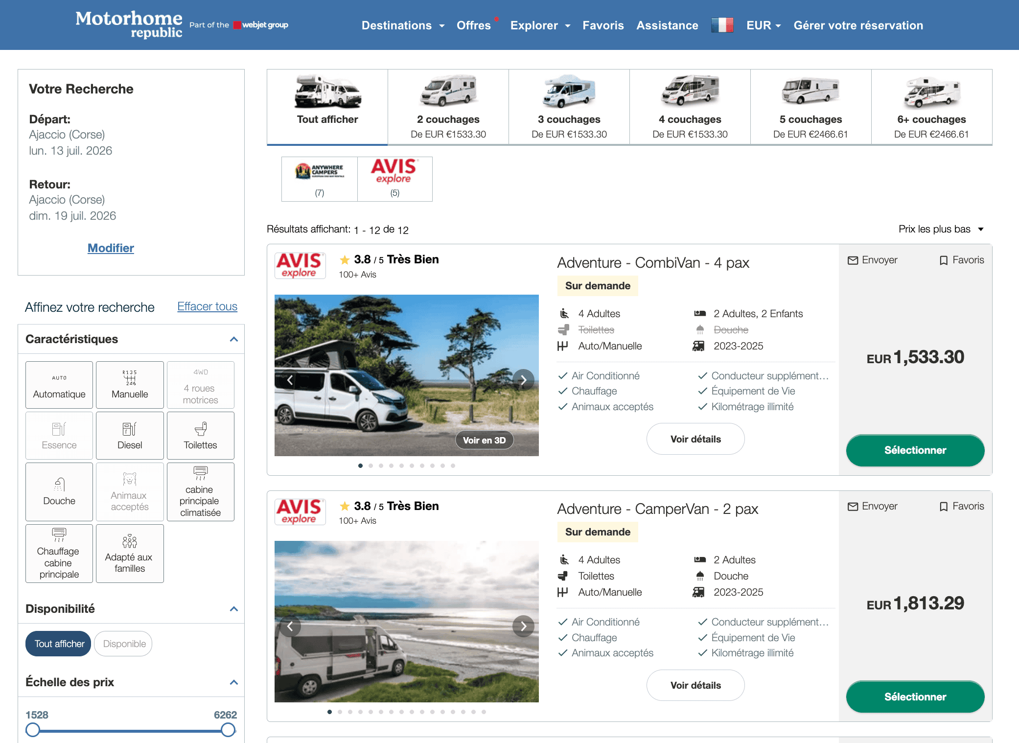 location van corse motorhome republic