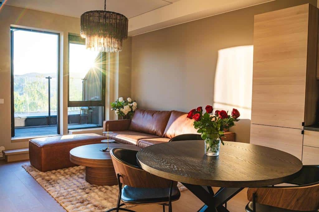 modern apartment with balcony and view