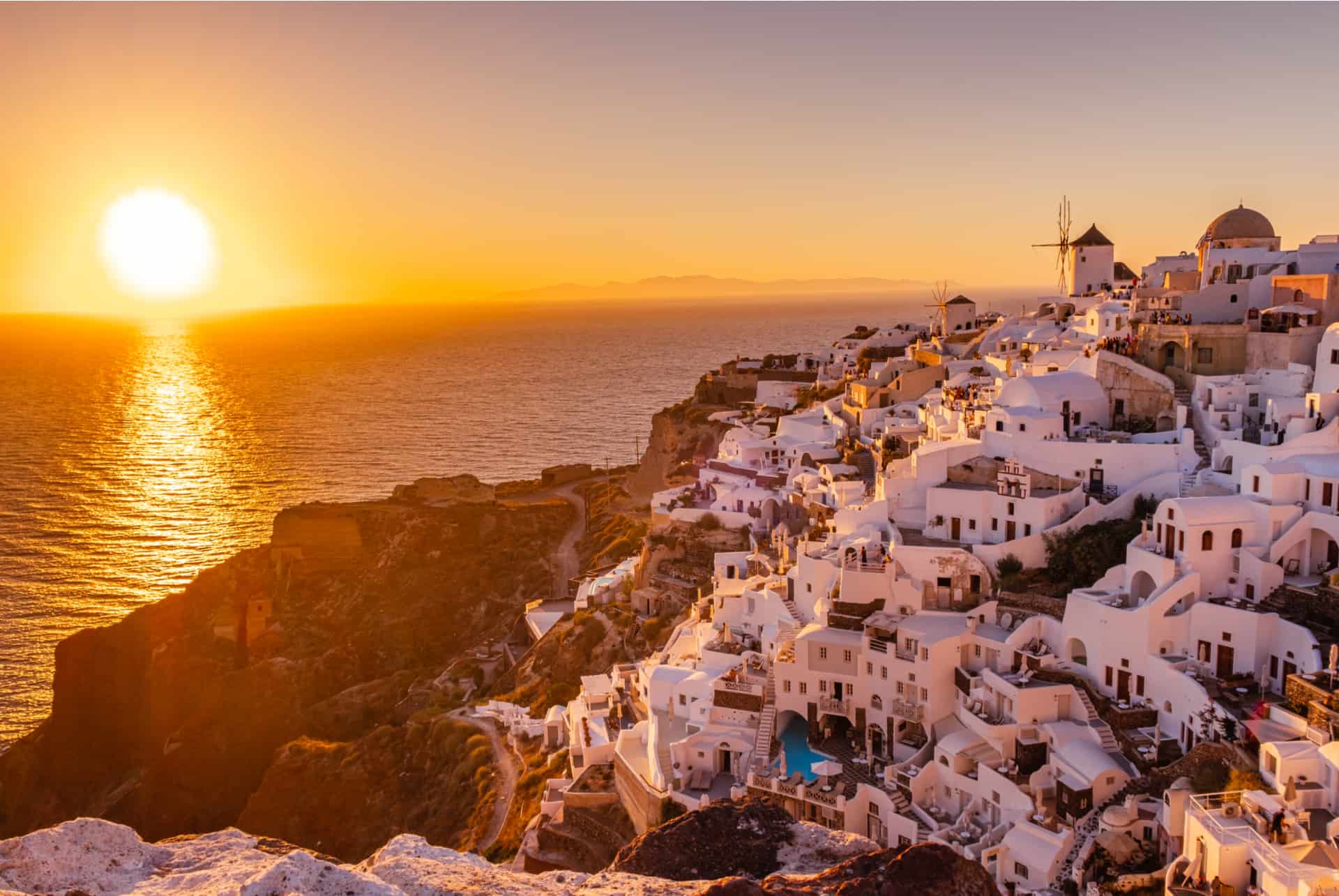 oia coucher de soleil