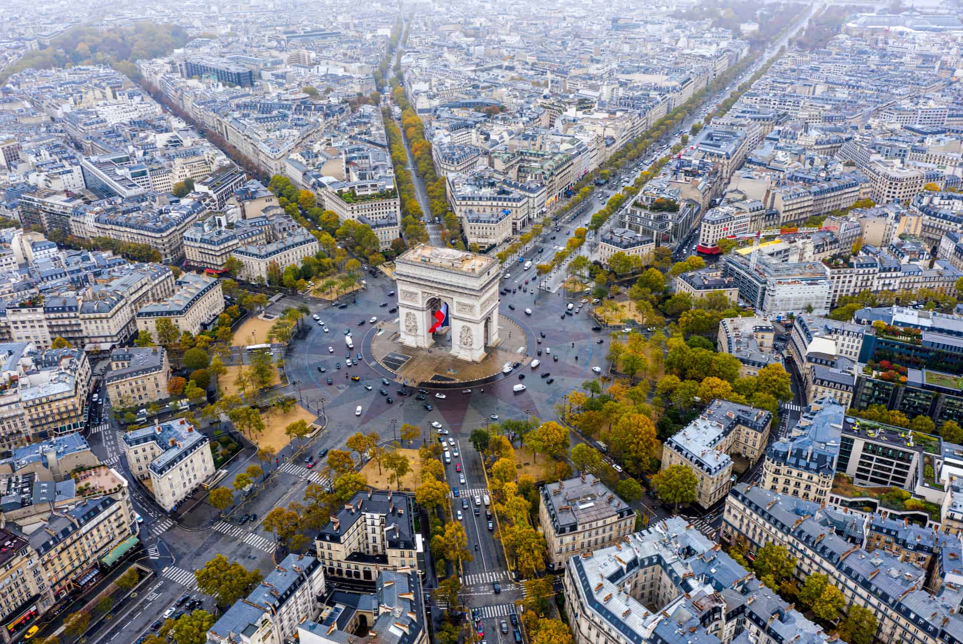 paris en 1 jour vue aerienne arc de triomphe