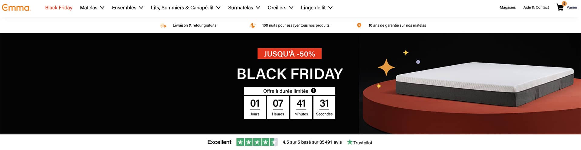 black friday emma matelas