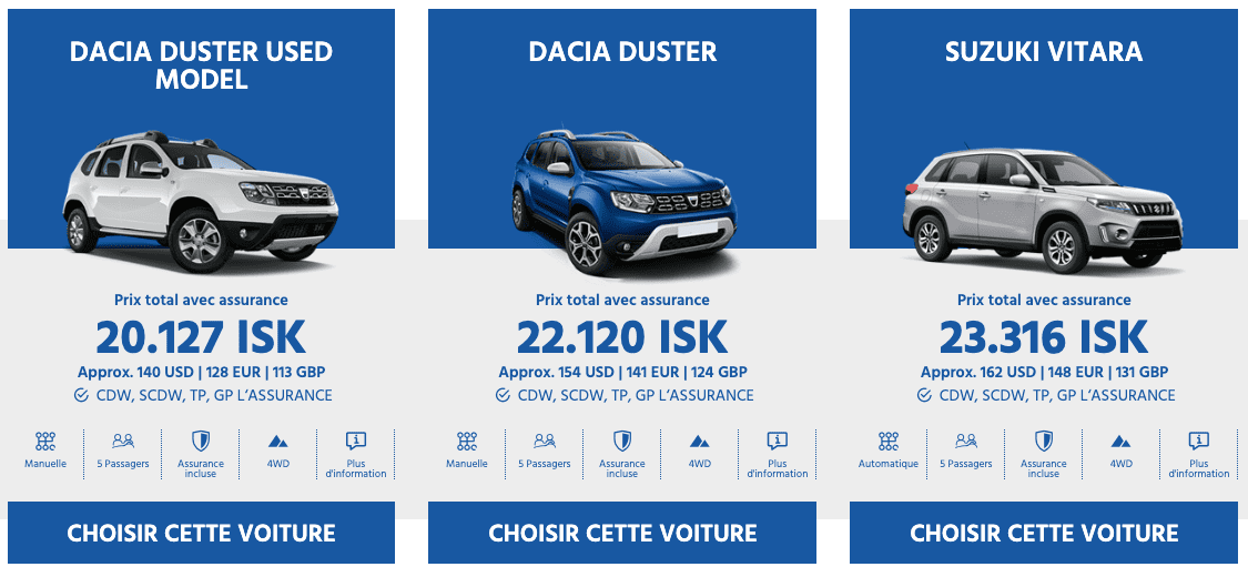blue car rental exemple