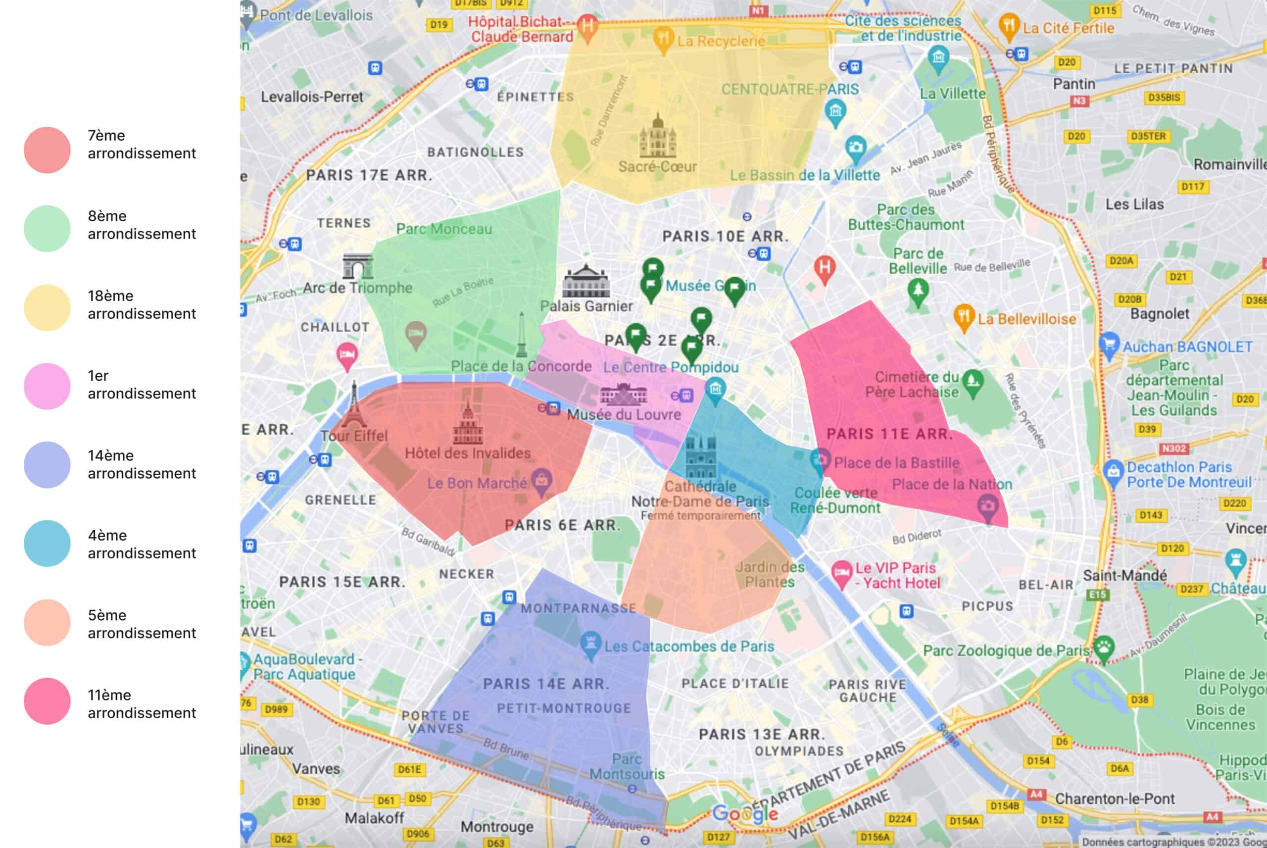 carte arrondissements paris
