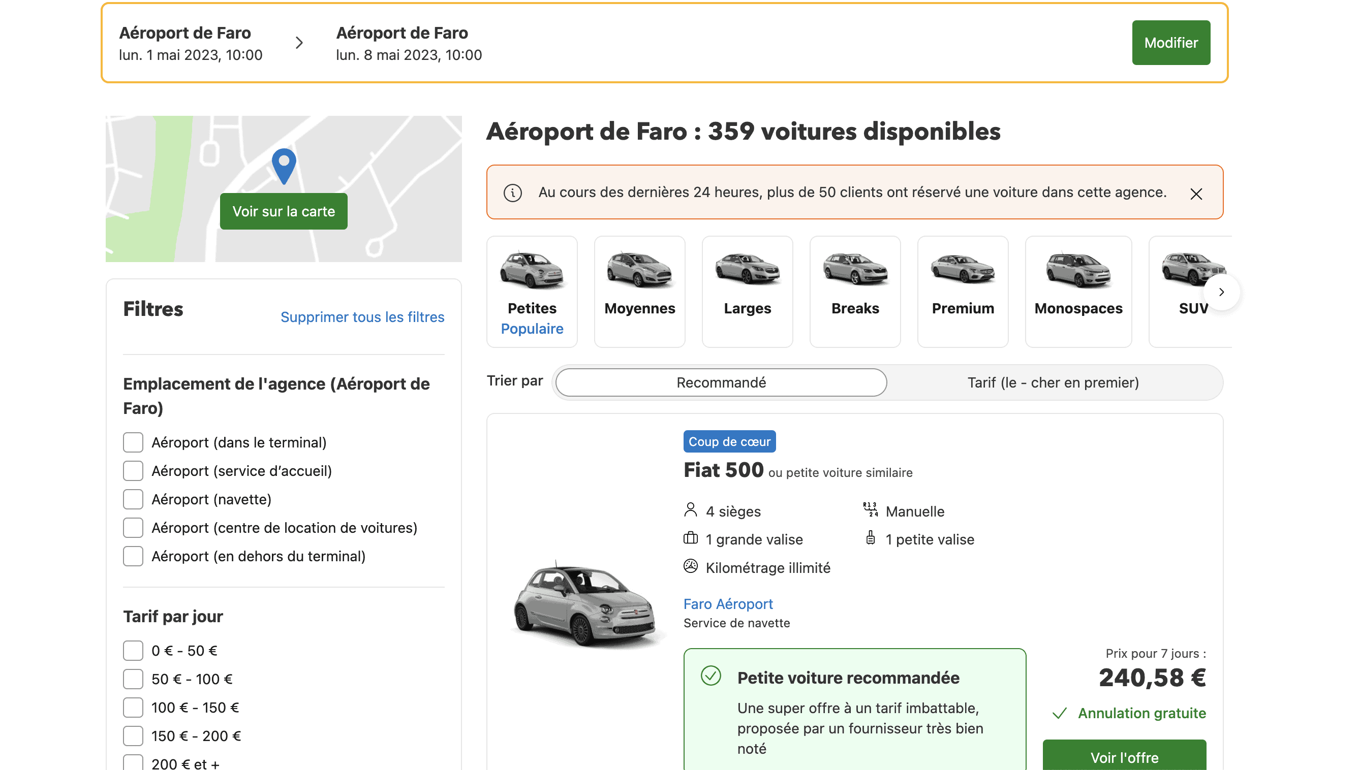 screenshot rental cars faro