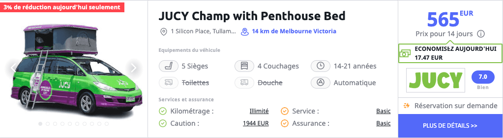 Location van australie jucy hot sale