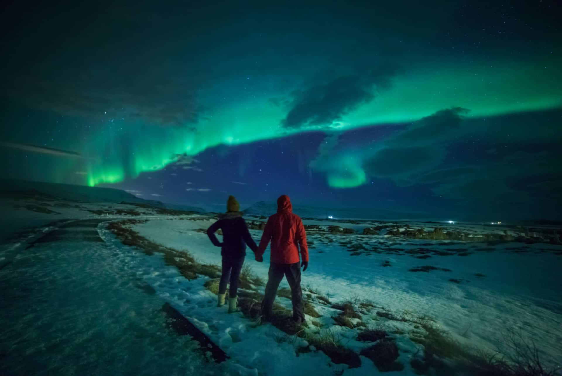 touristes aurores boréales