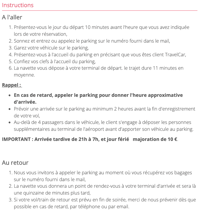 instructions travelcar roissy