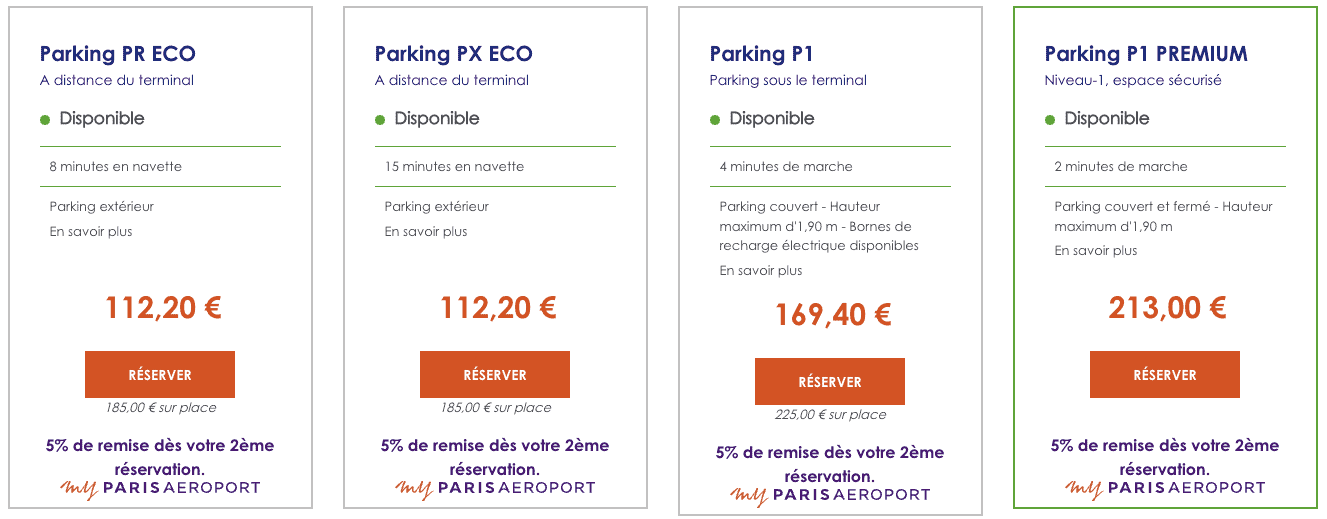 parking roissy pas cher prix