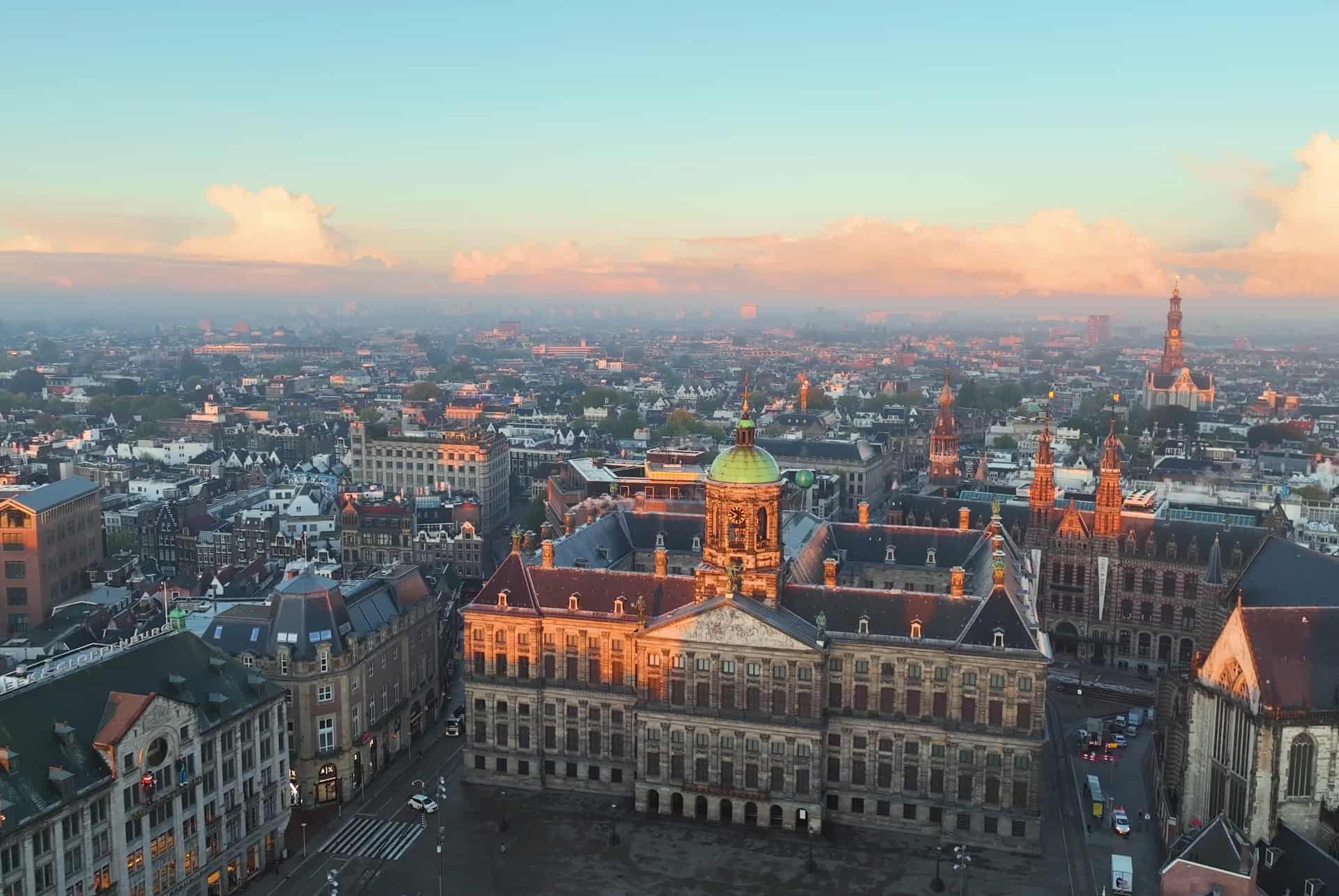 place du dam amsterdam vue aerienne