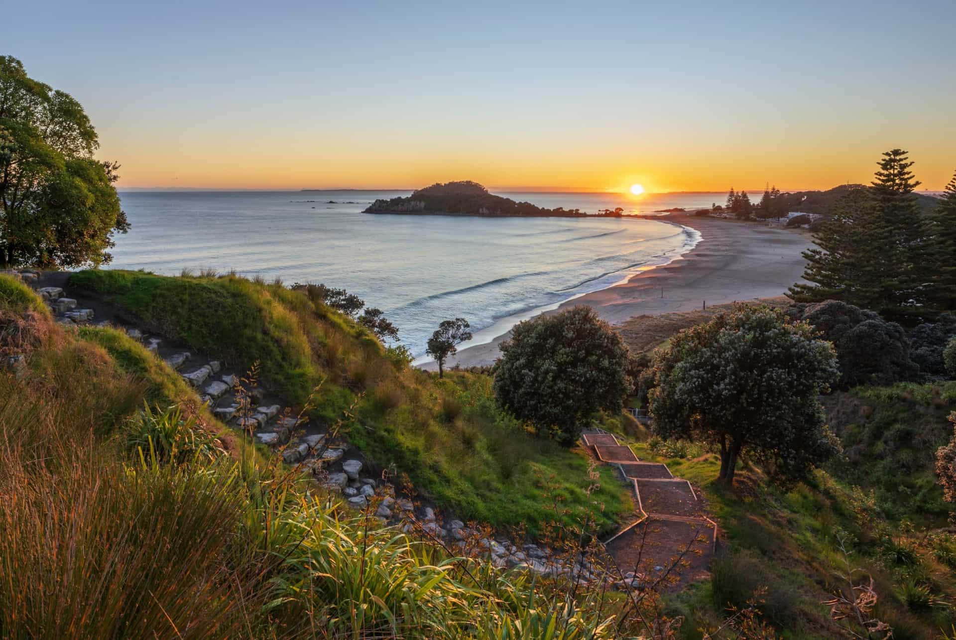 vue sur la plage depuis mont maunganui