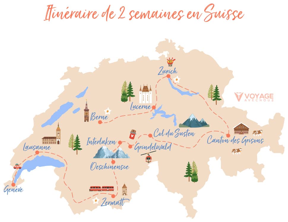 itineraire 2 semaines suisse