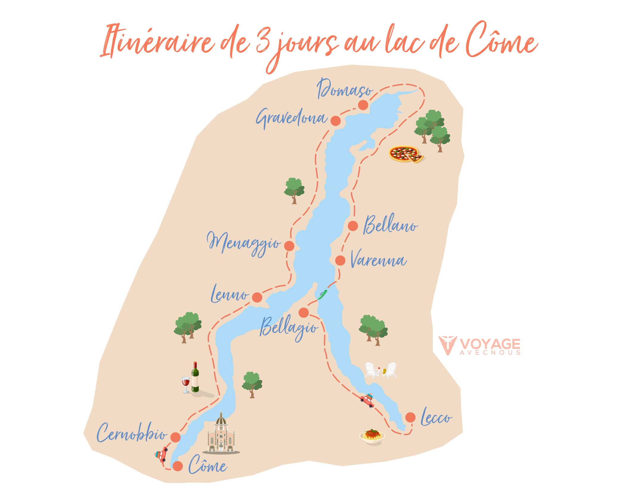 itineraire lac de come