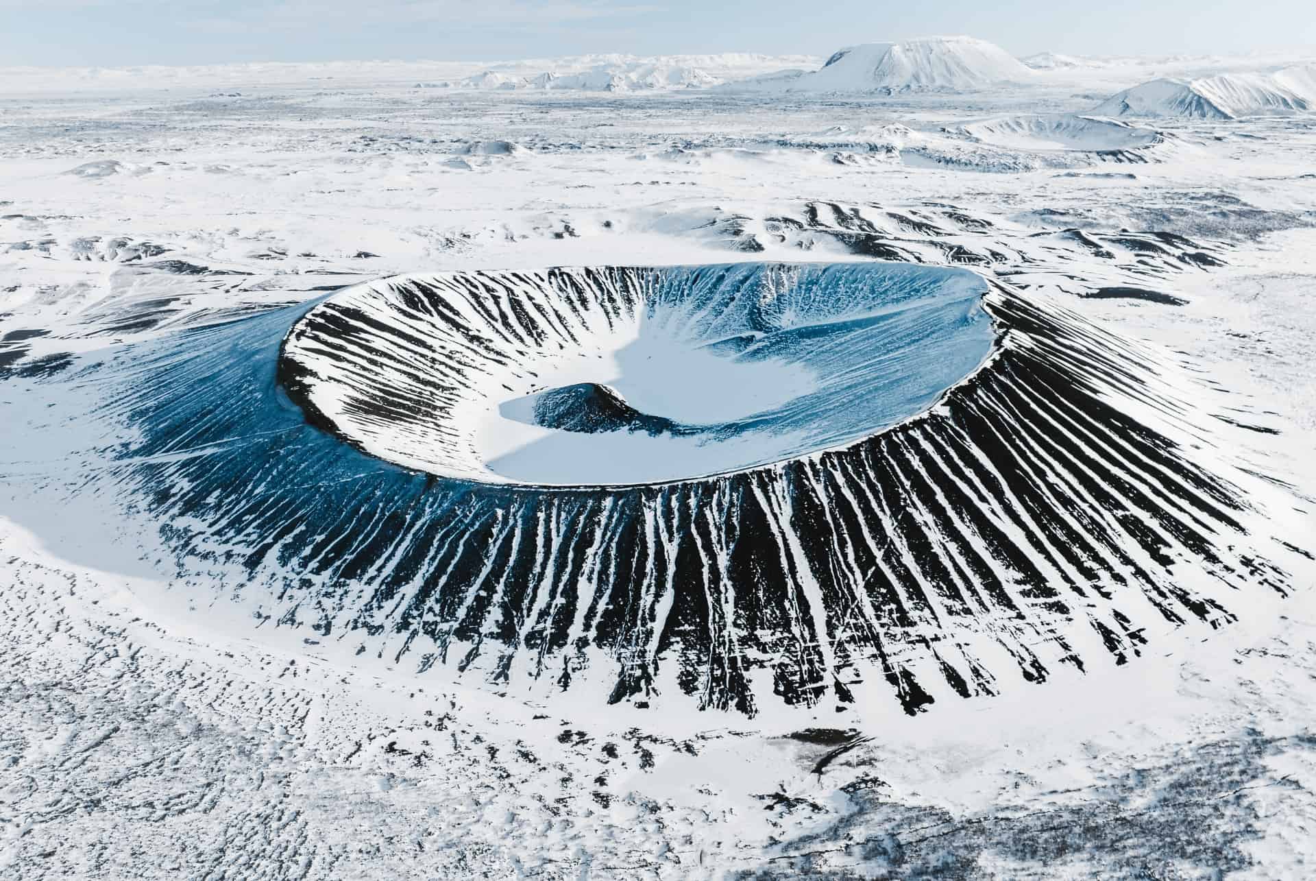 volcan en hiver islande