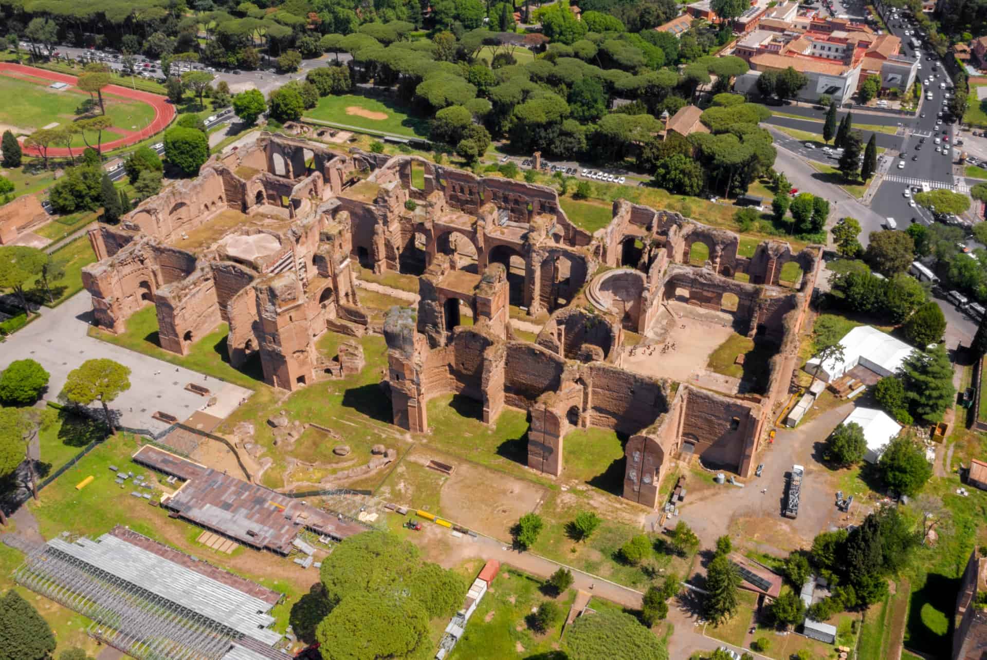 vue aerienne bains de caracalla