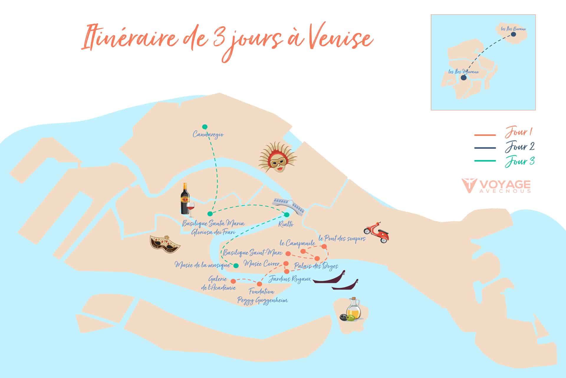 itineraire venise 3 jours map