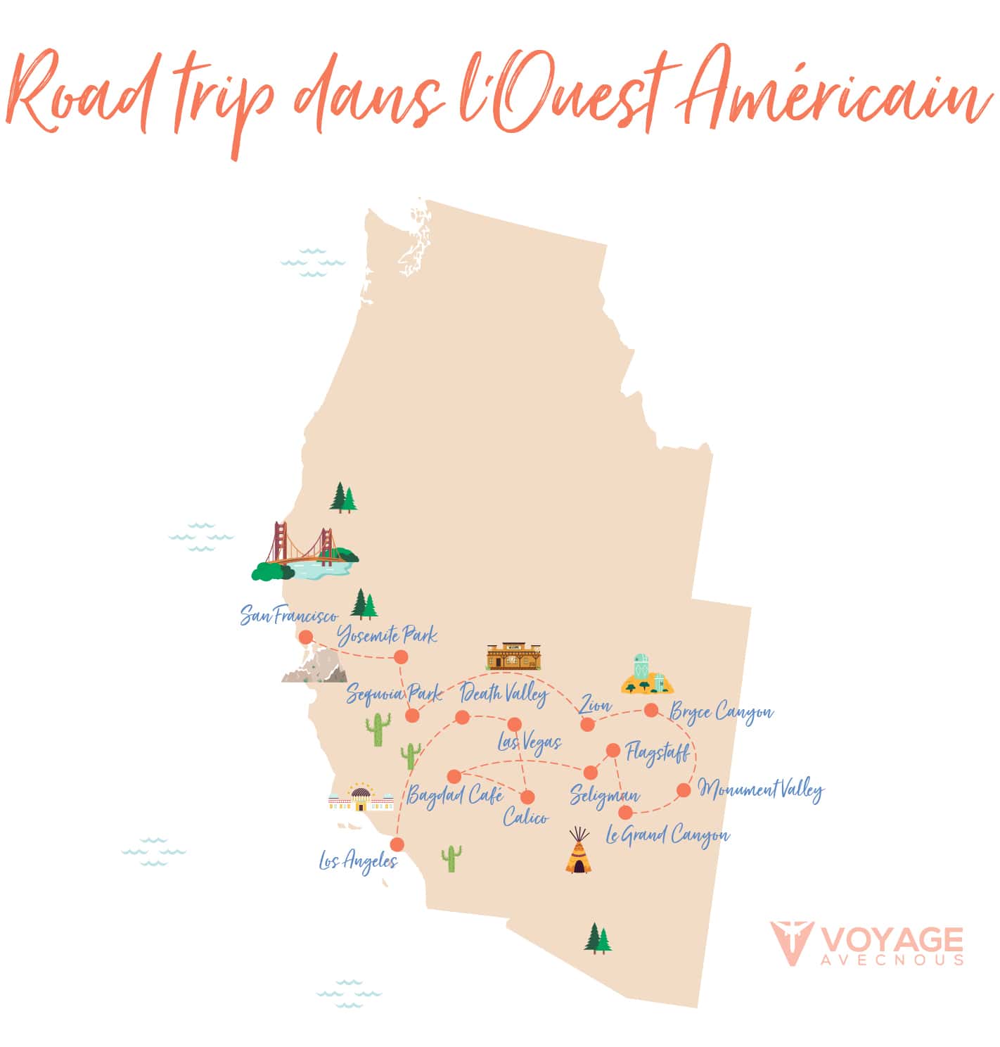 road trip ouest americain itineraire