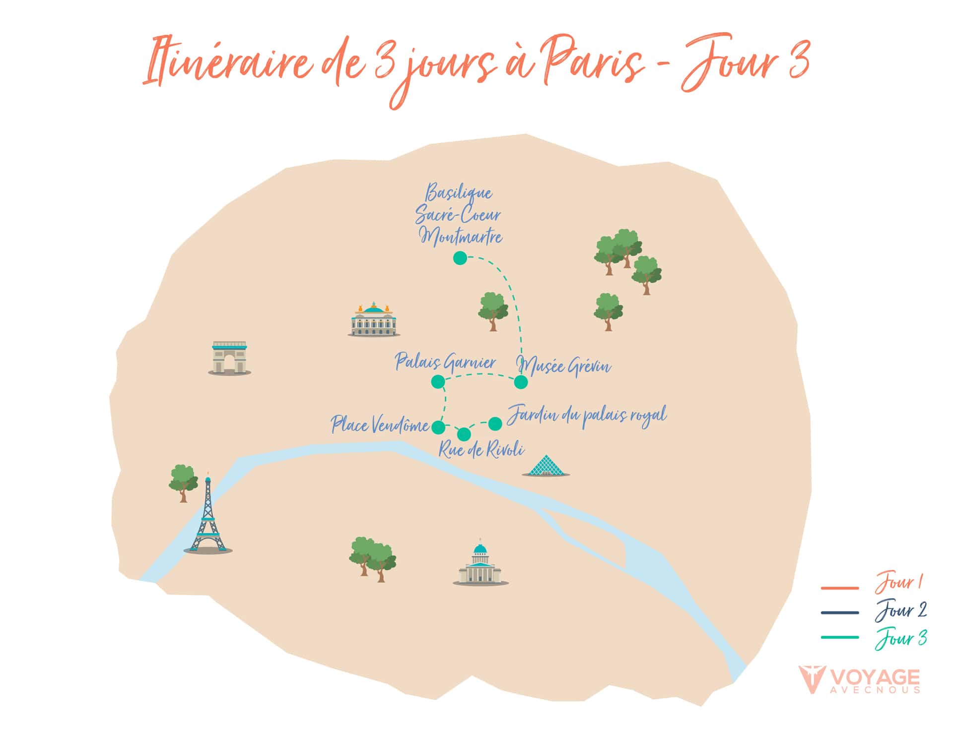 itineraire paris jour 3 map