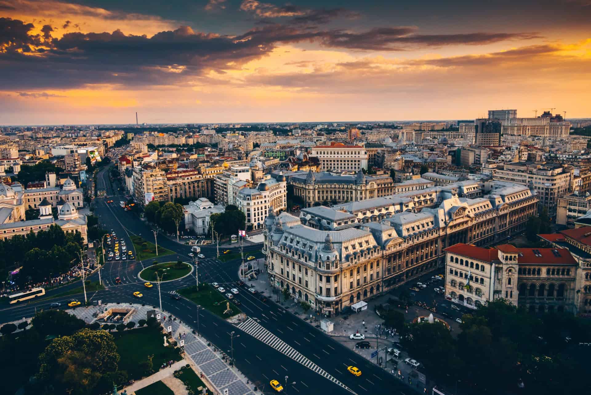 bucarest coucher soleil