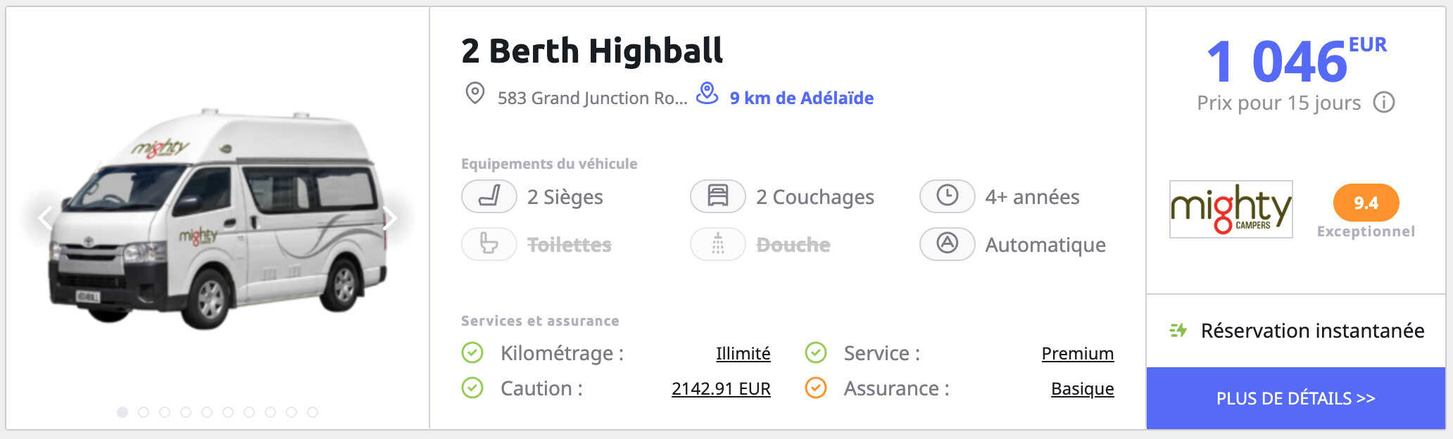 exemple location van adelaide campervan