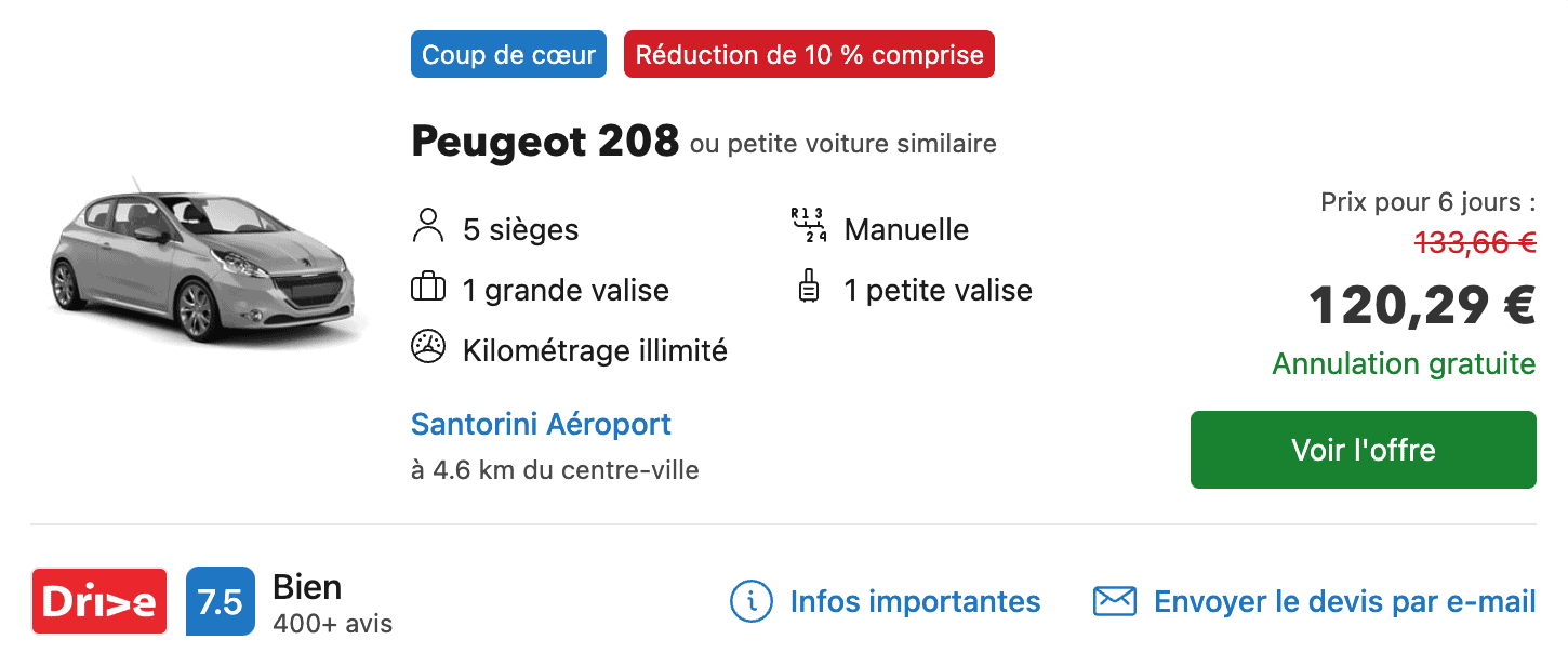 Location de voiture à Santorin infos, prix et conseils pratiques