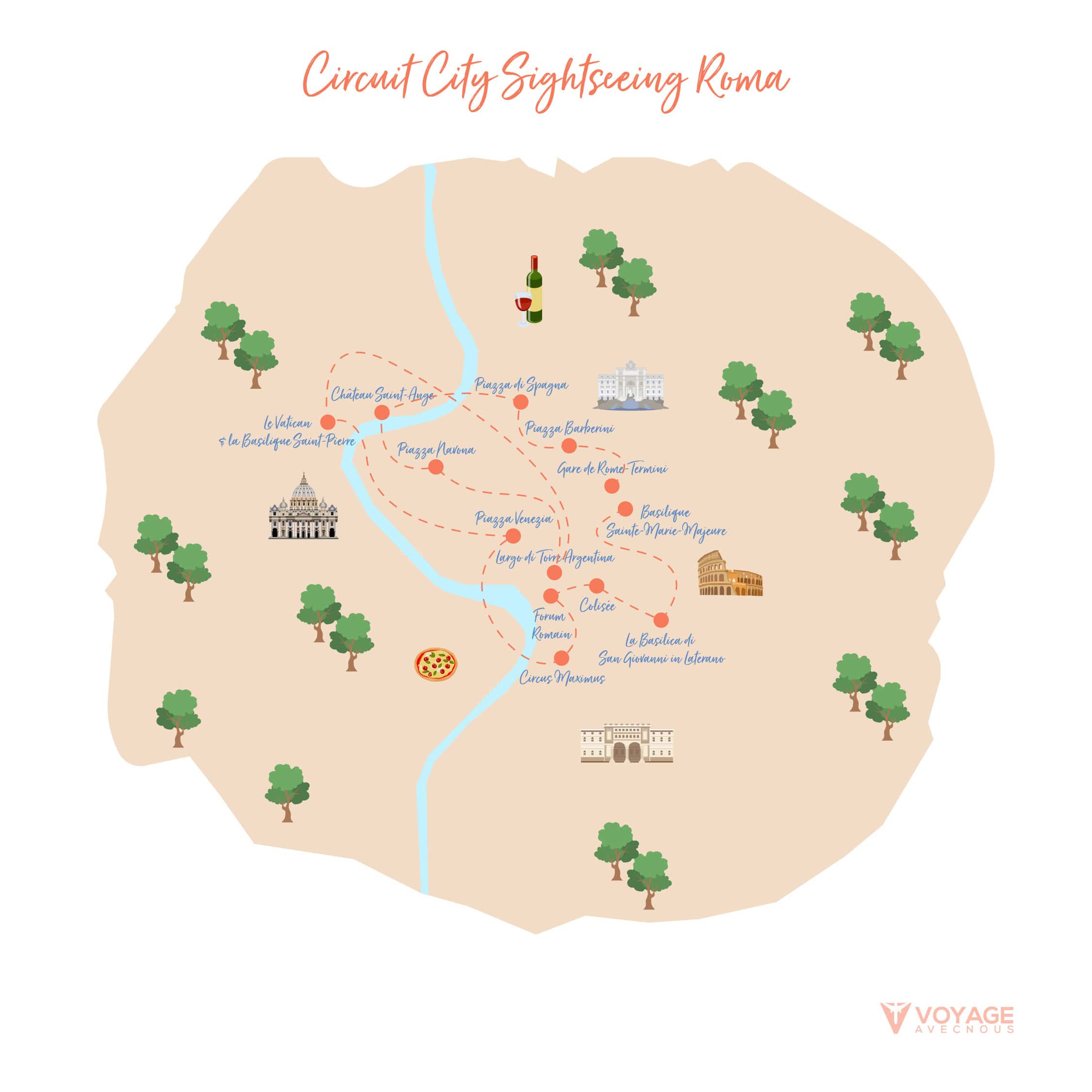 map bus city sightseeing rome