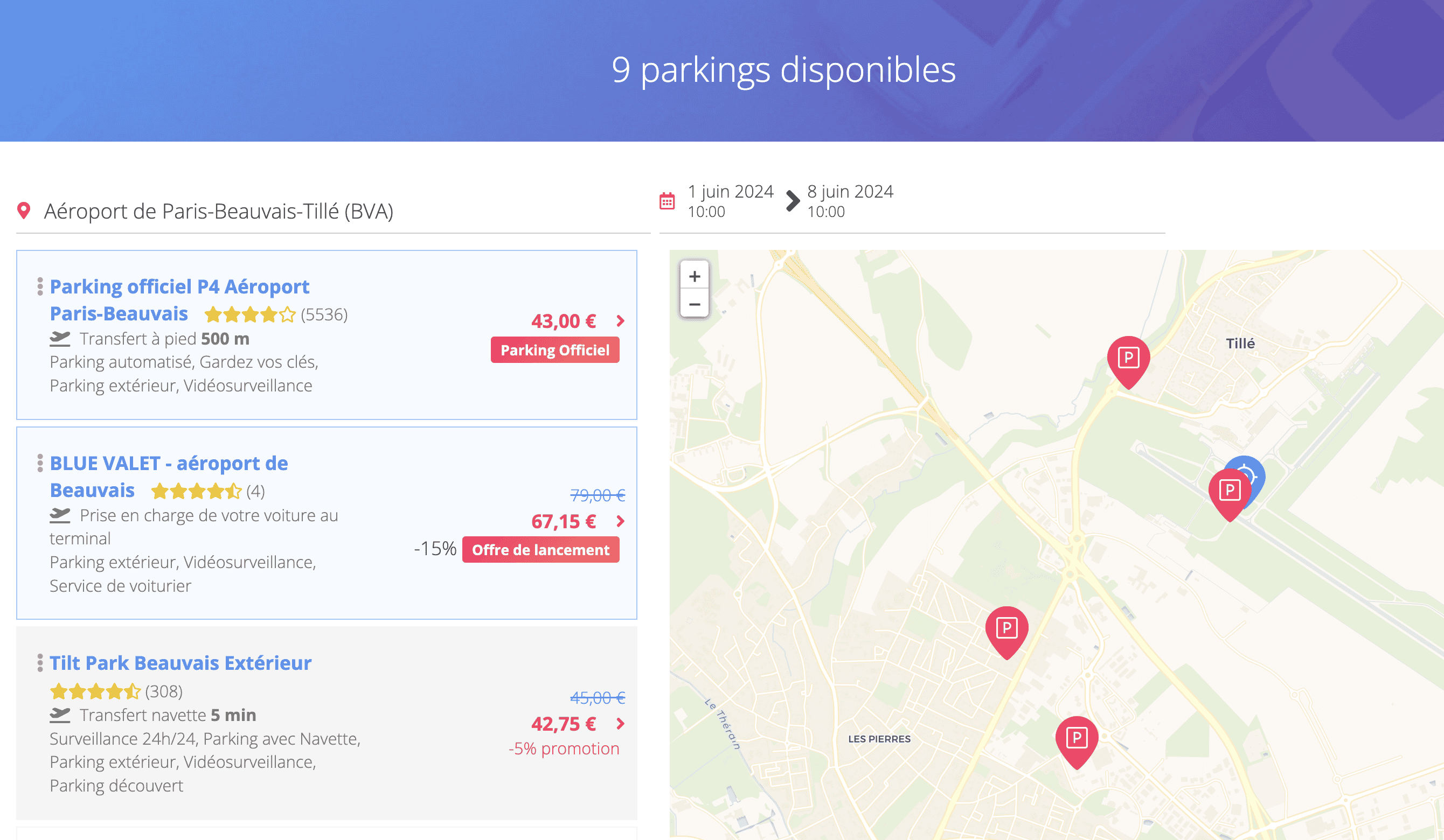 parking aeroport beauvais