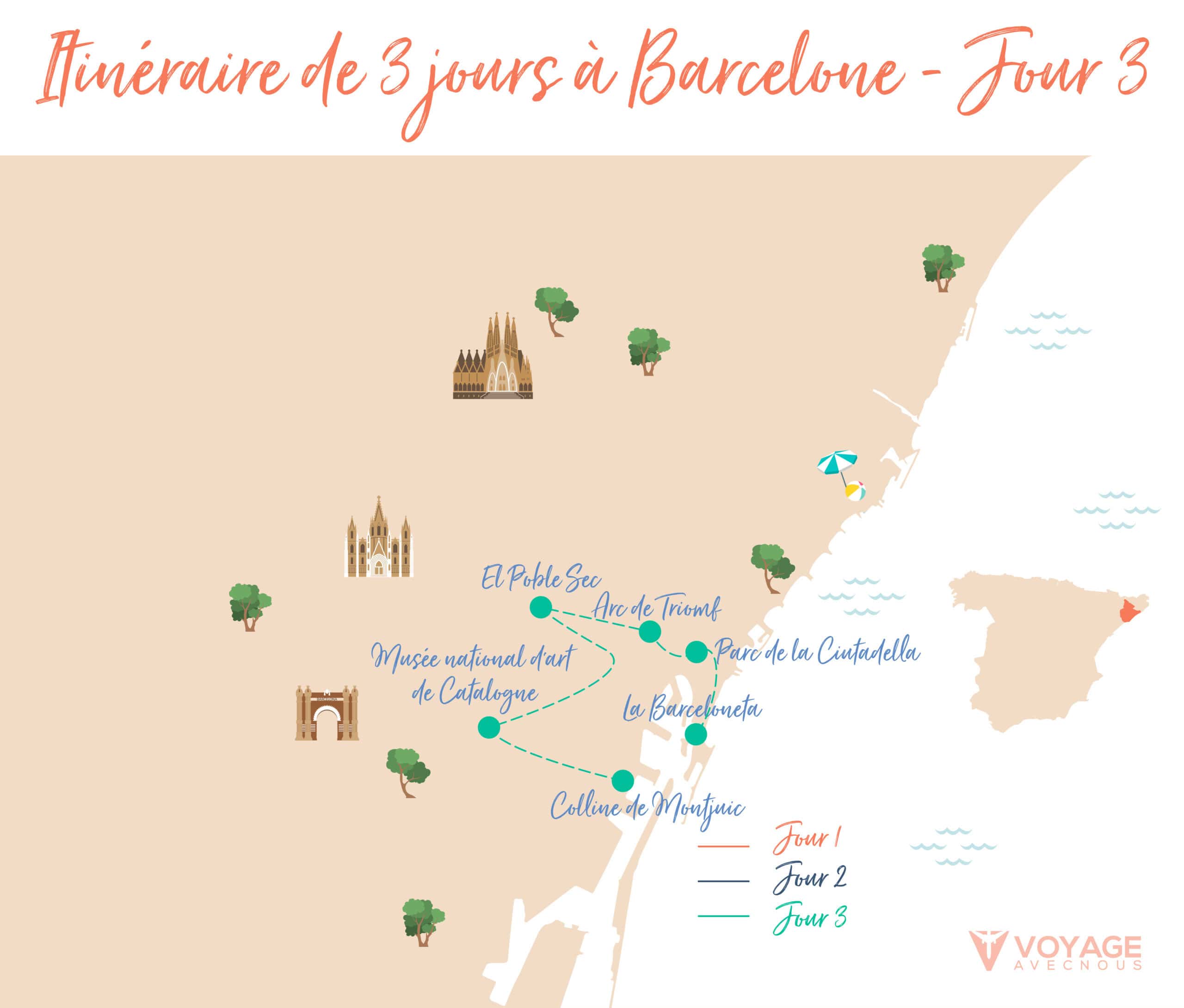 visiter barcelone en 3 jours carte jour 3