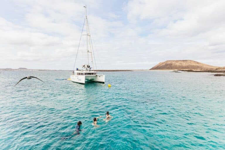 Excursion en catamaran sur l'île de Lobos avec boissons et plongée en apnée