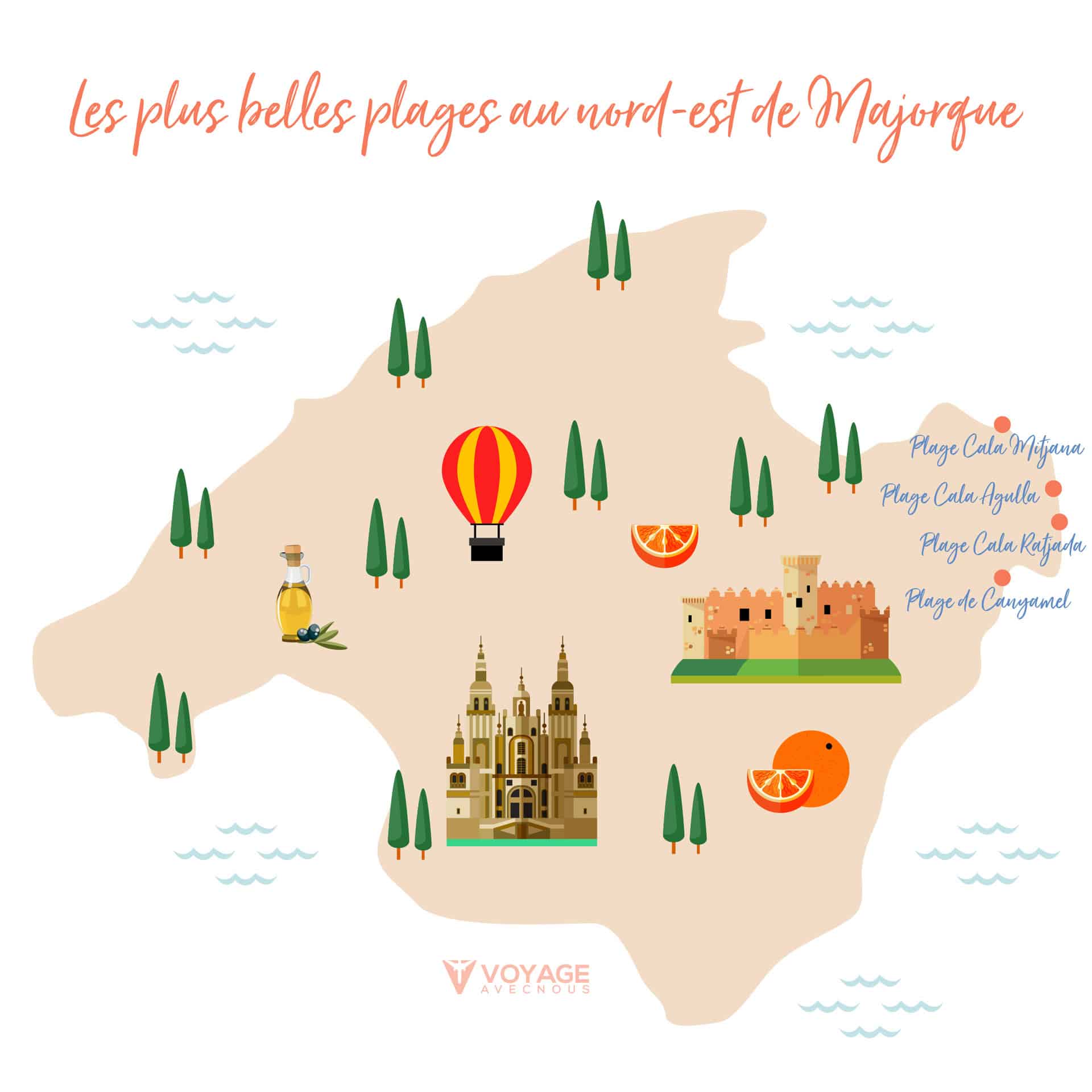 map plages nord est majorque