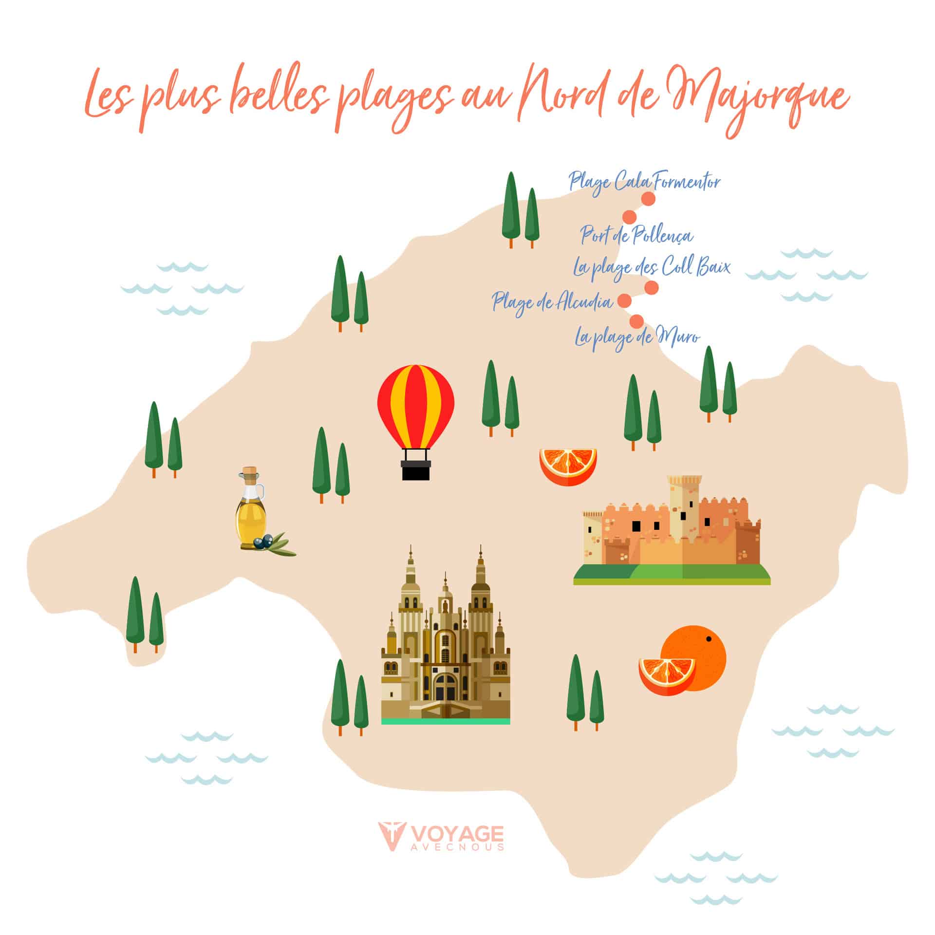 map plages nord majorque