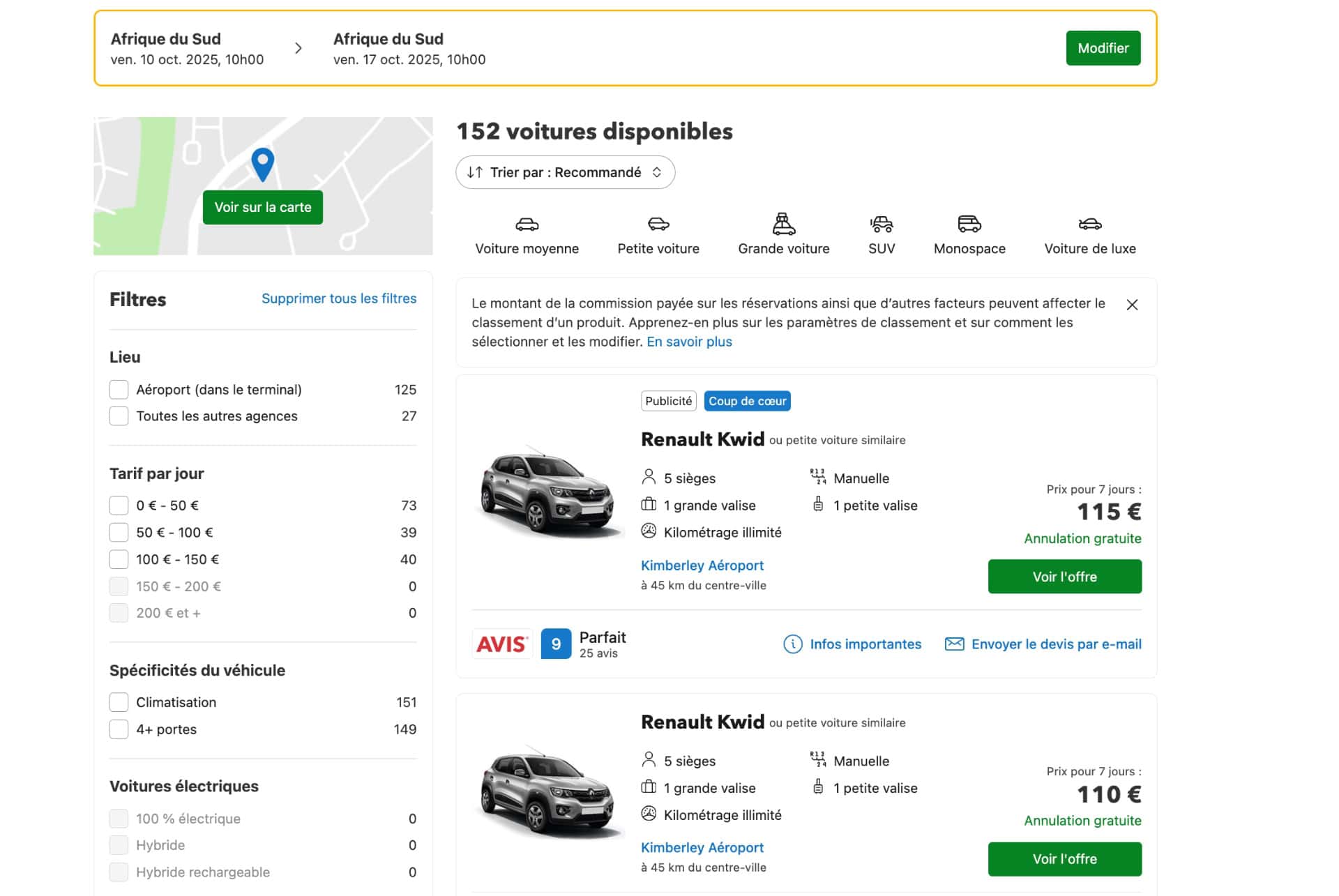 location voiture afrique du sud prix