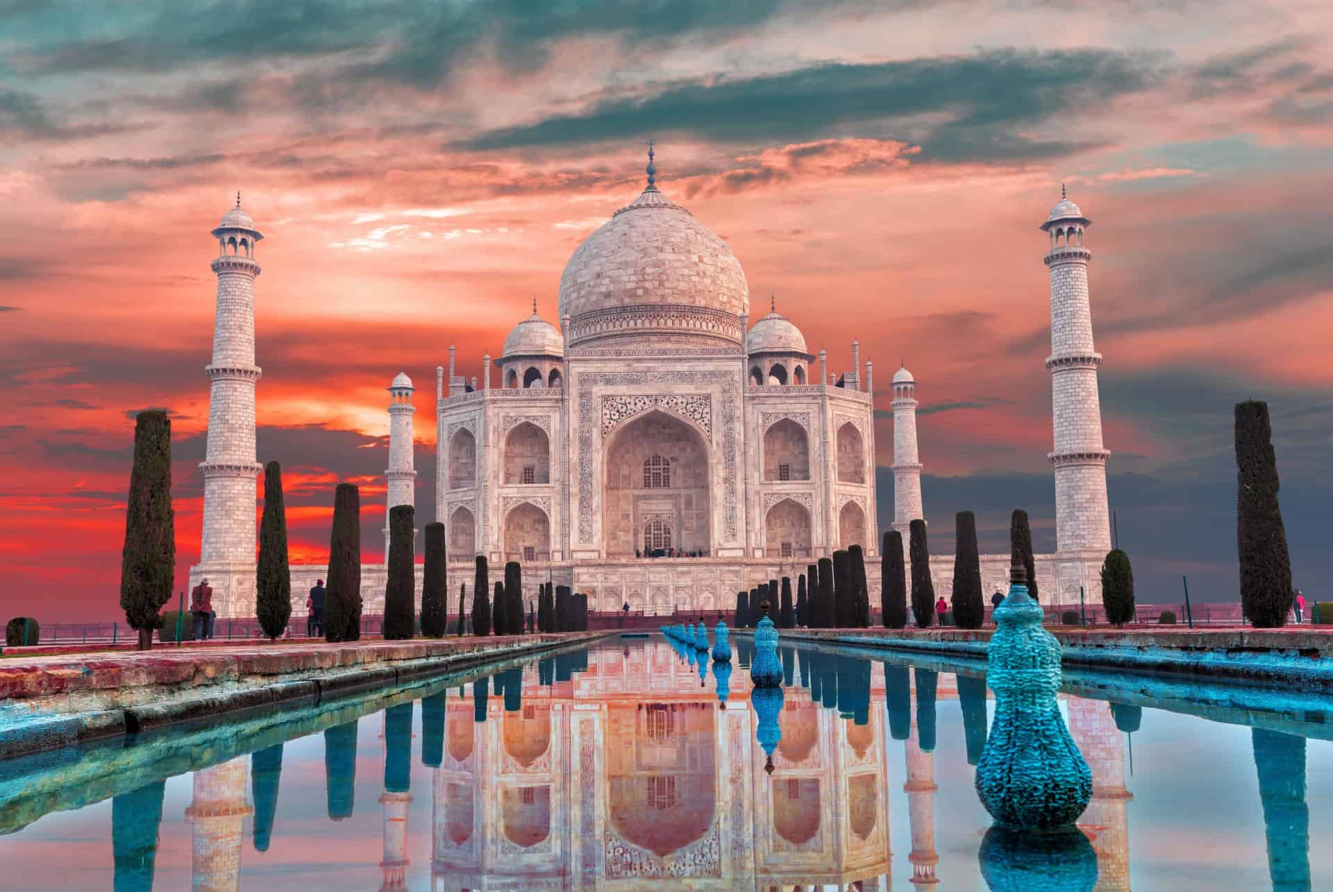 taj mahal au coucher du soleil