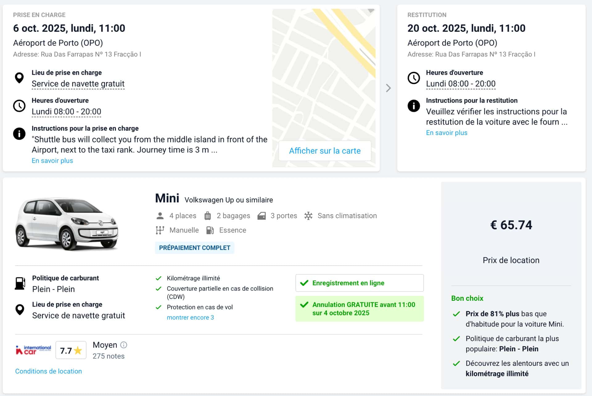exemple location voiture portugal discovercars