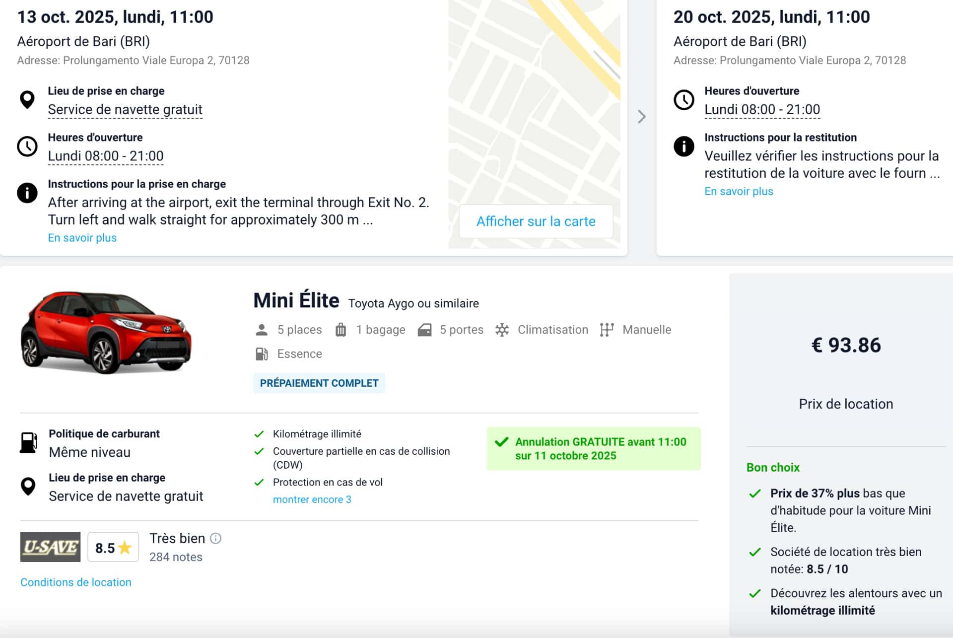 location discovercars bari aeroport