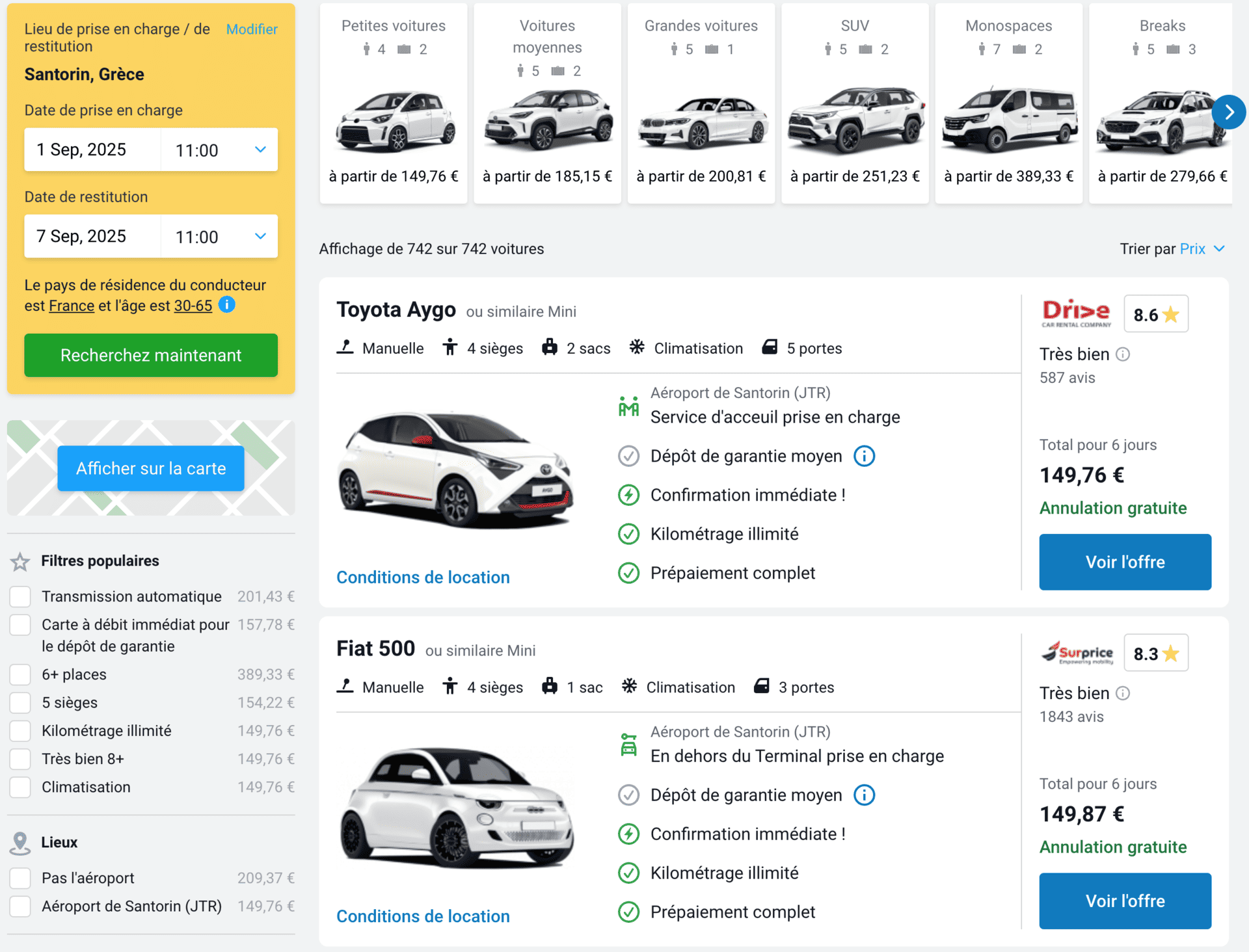 location voiture santorin discover cars
