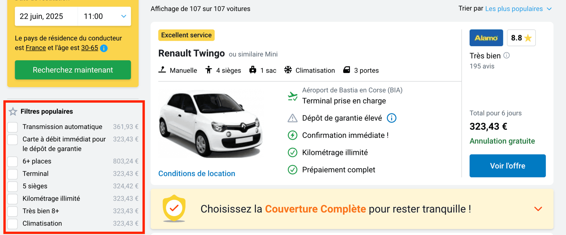 location de voiture en corse discover cars filtres