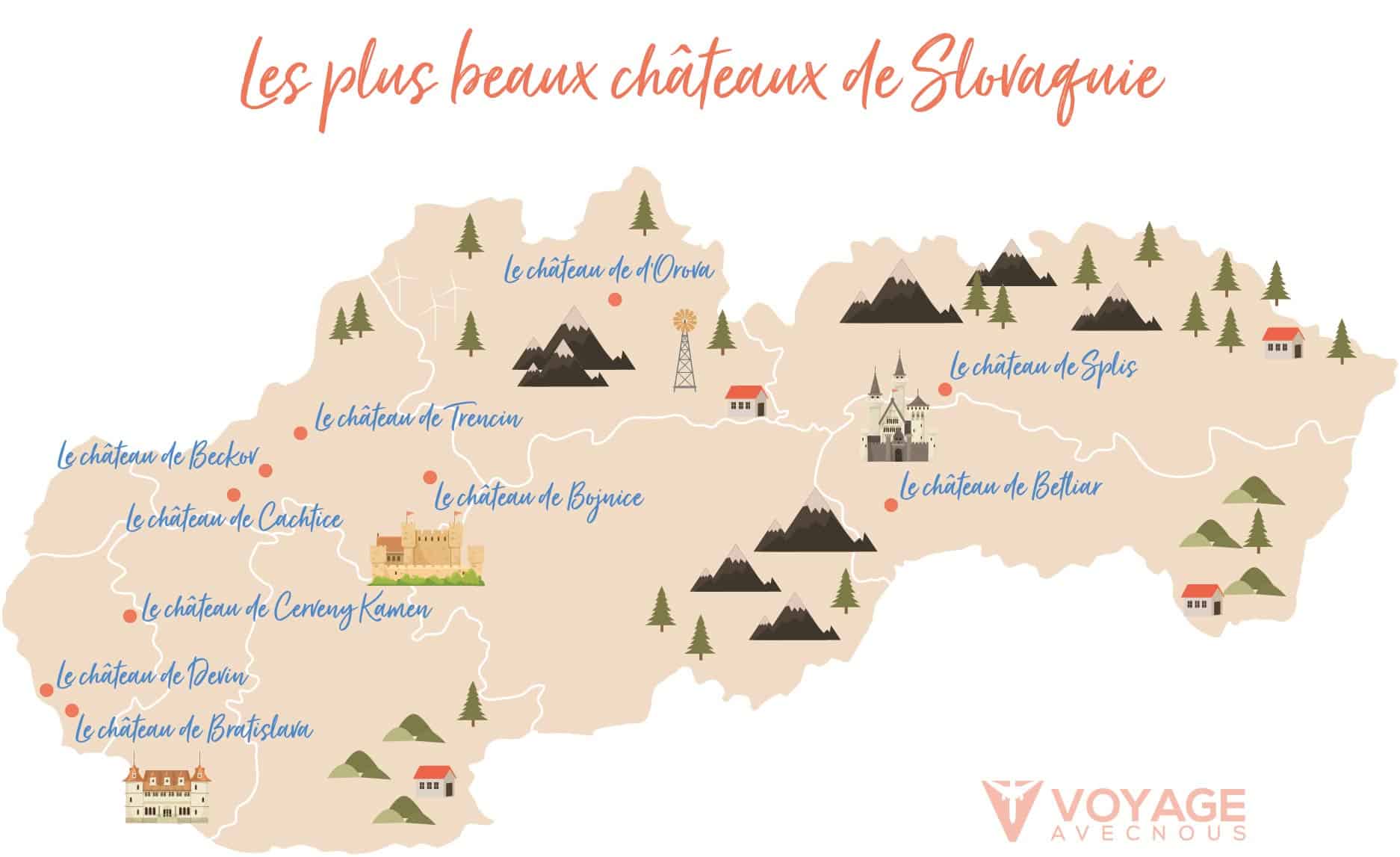 map chateaux slovaquie