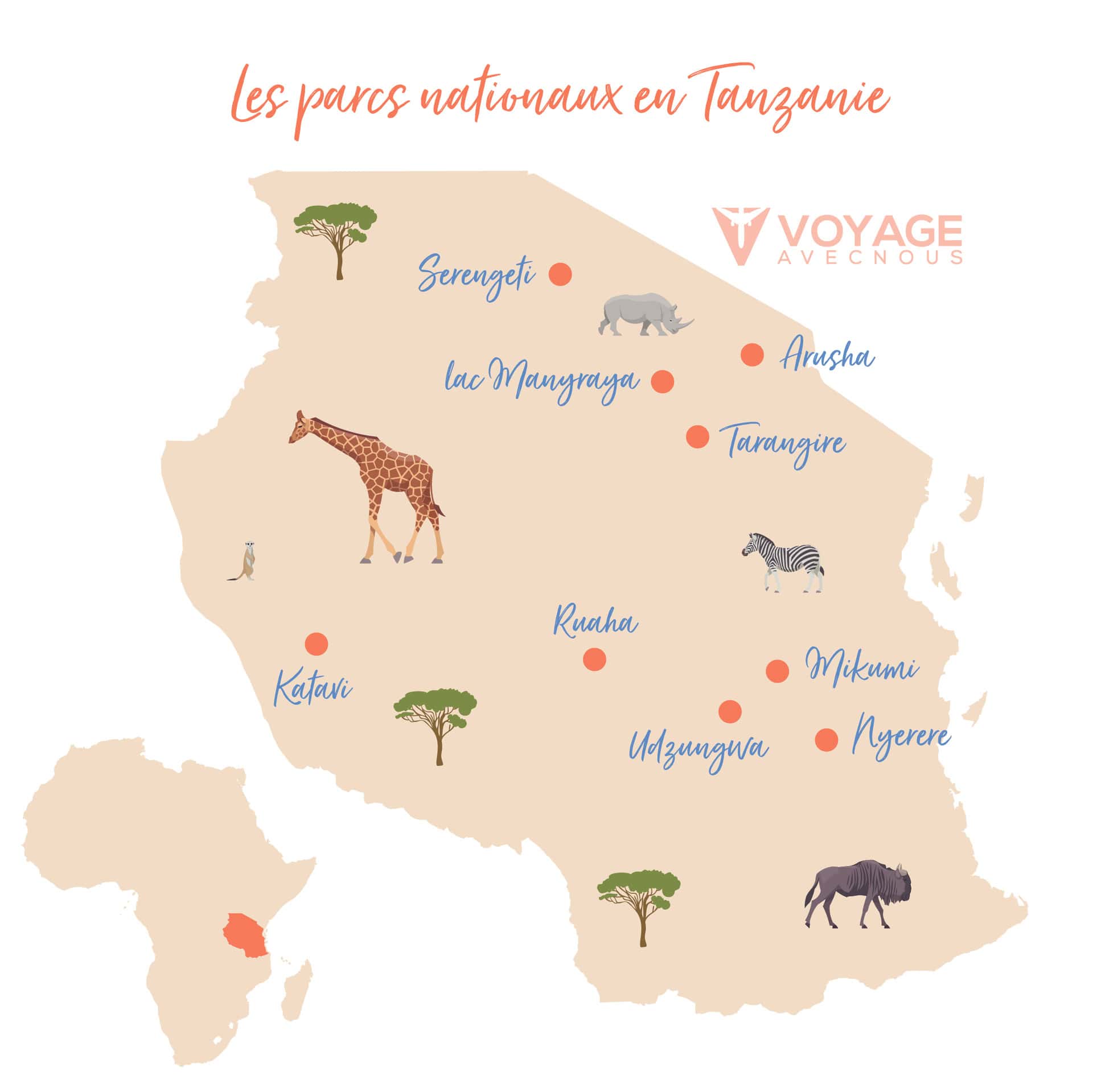 map parcs nationaux tanzanie