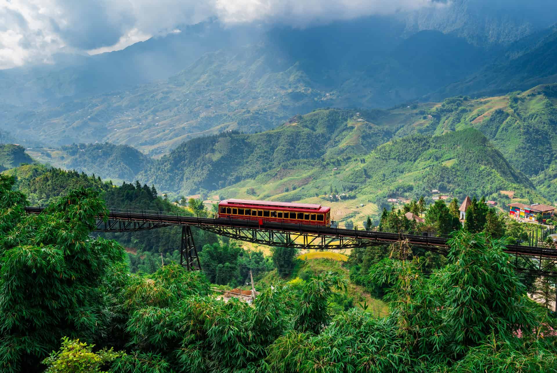 train dans les montagnes du nord au vietnam
