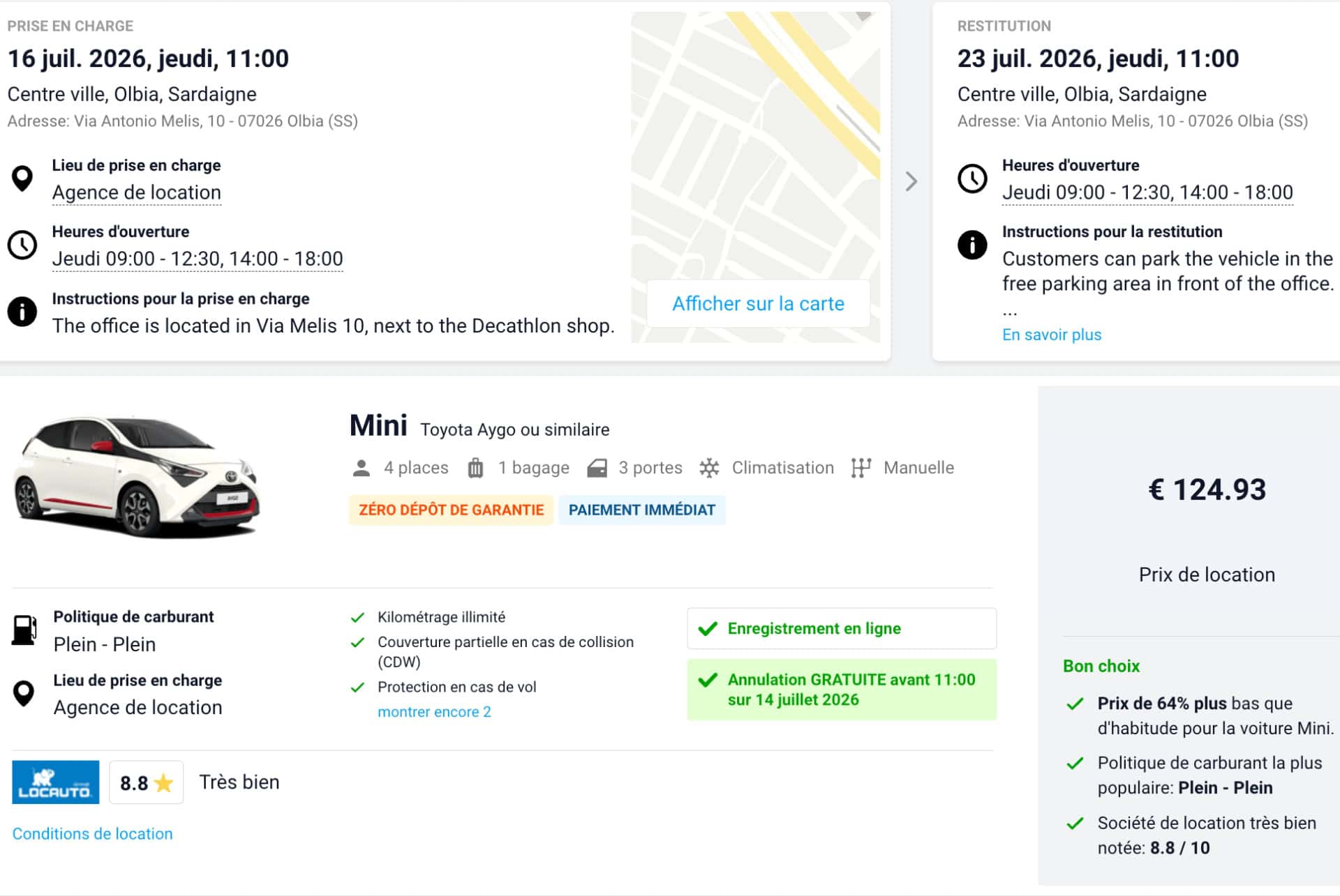location de voiture olbia tarifs en juillet