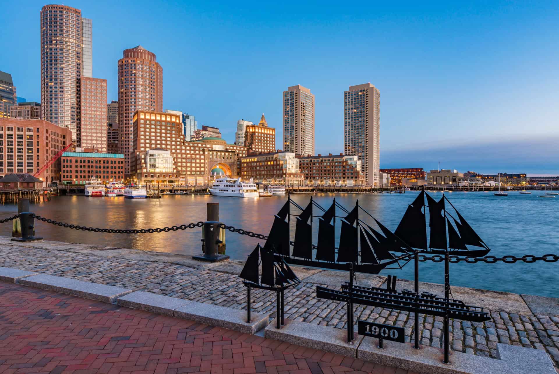 visiter boston promenade en front de mer au lever du soleil
