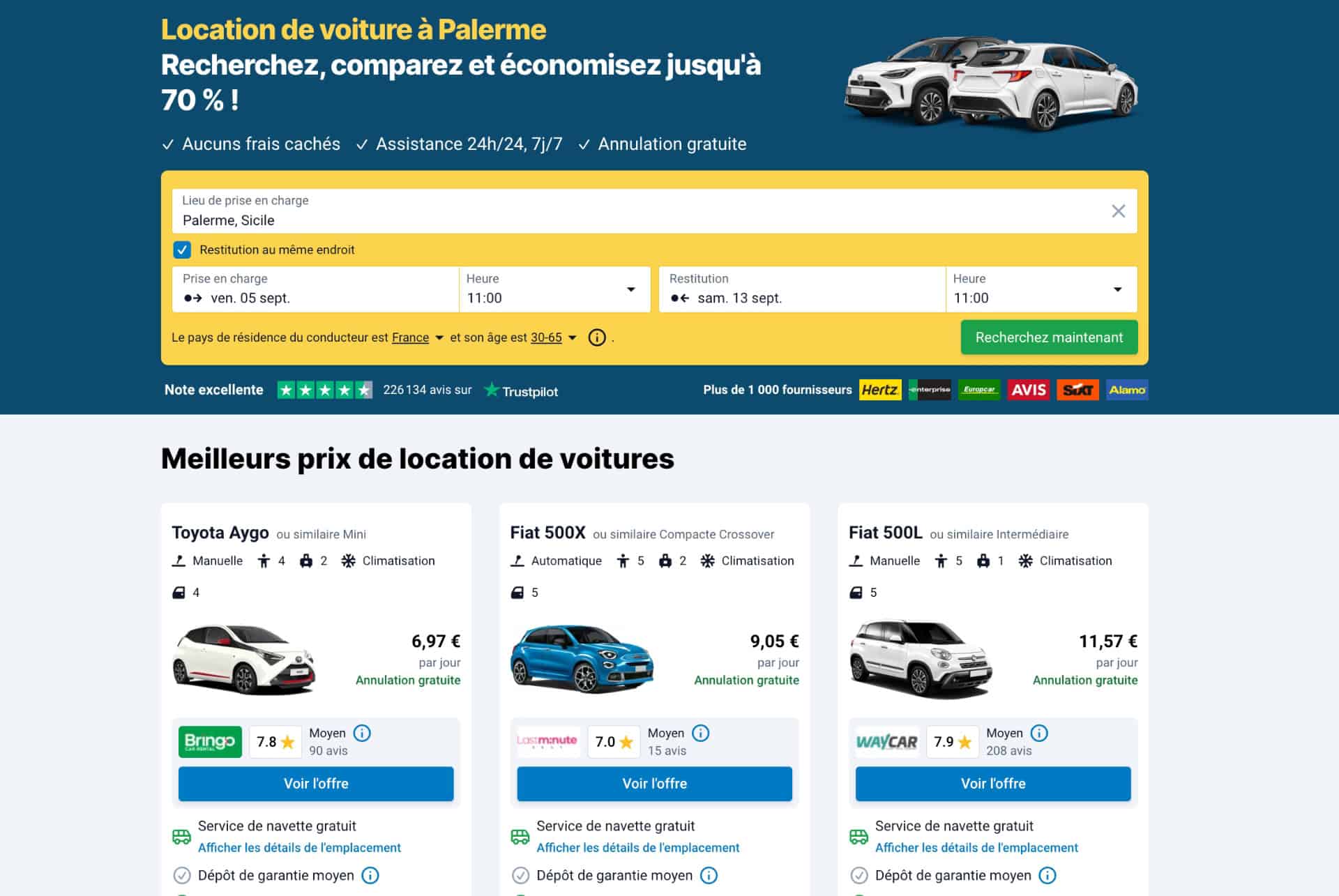 discovercars location voiture palerme